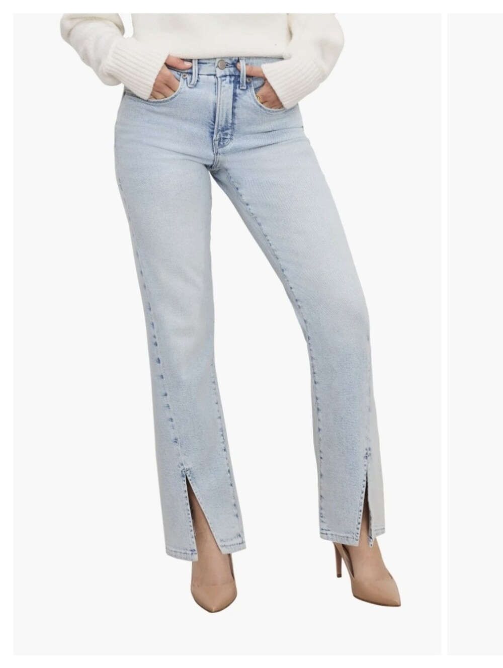 Light Indigo Split-Hem Women's Jeans